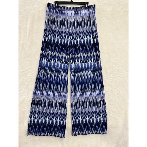Chico's Palazzo Pants 2 Large Zig Zag Festival Flowy Comfy - Picture 1 of 7